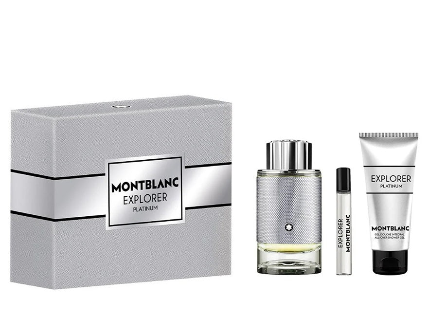 Mont Blanc Explorer Platinum Gift Set with its package–niche perfume for men