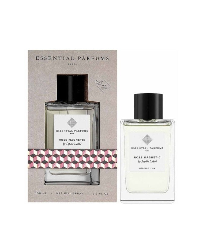 Essential Parfums Rose Magnetic EdP 100?ml with its package – luxury perfume set for unisex