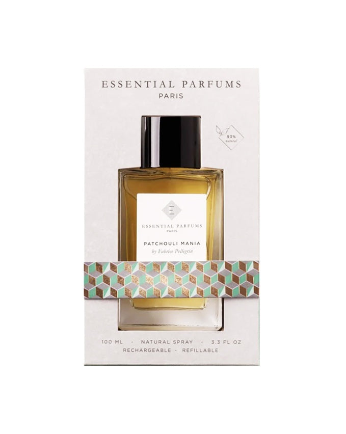 Essential Parfums Patchouli Mania EDP 100?ml with its package – luxury perfume set for unisex