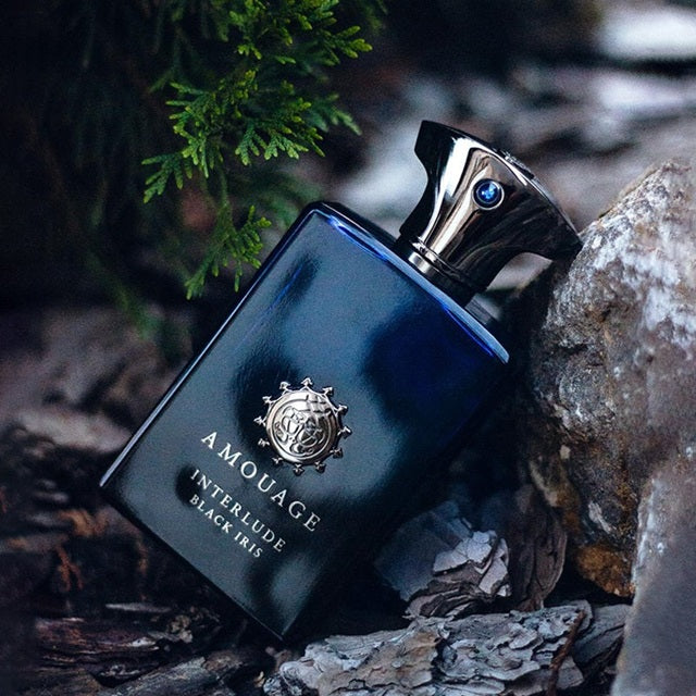 Amouage Interlude Black Iris EDP 100 ML in lifestyle – niche perfume for men