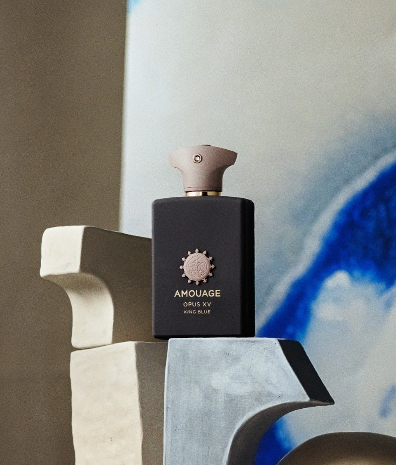 Amouage Opus XV King Blue EDP 100ml in lifestyle – niche perfume for unisex